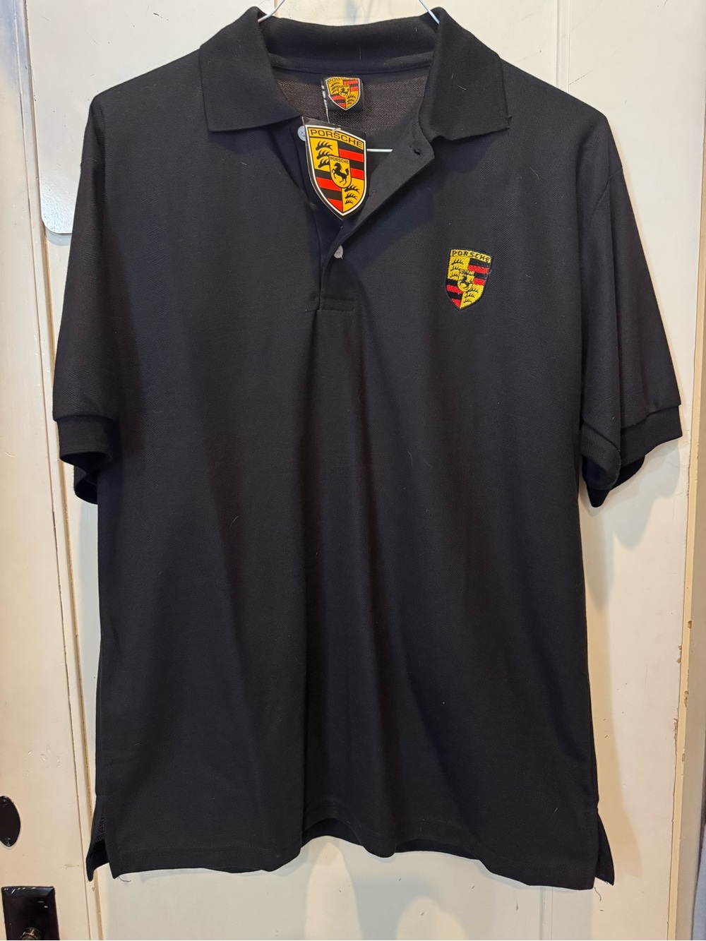 Porsche NWT Black Polo Shirt with Crest